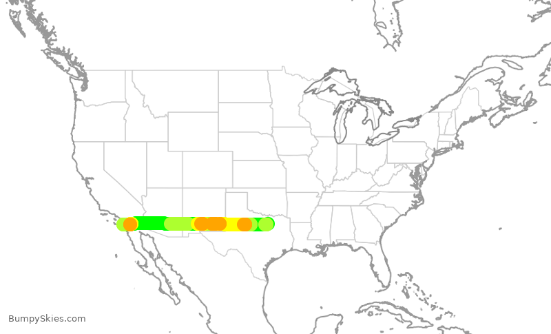 Turbulence forecast map for AAL2458, DFW to SAN