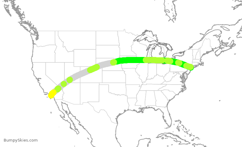 Turbulence forecast map for AAL2459, SNA to JFK