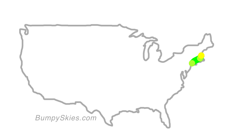 Map of continental US with illustrated flight path and turbulence forecast (described in text below)