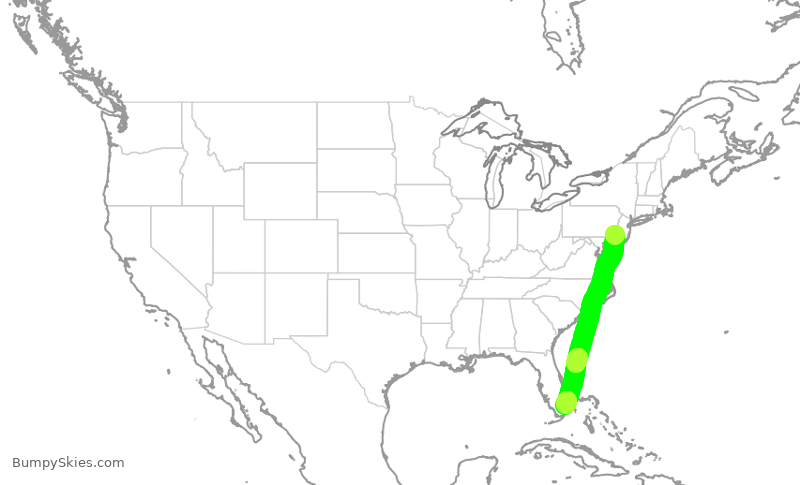 Turbulence forecast map for AAL2462, PHL to FLL