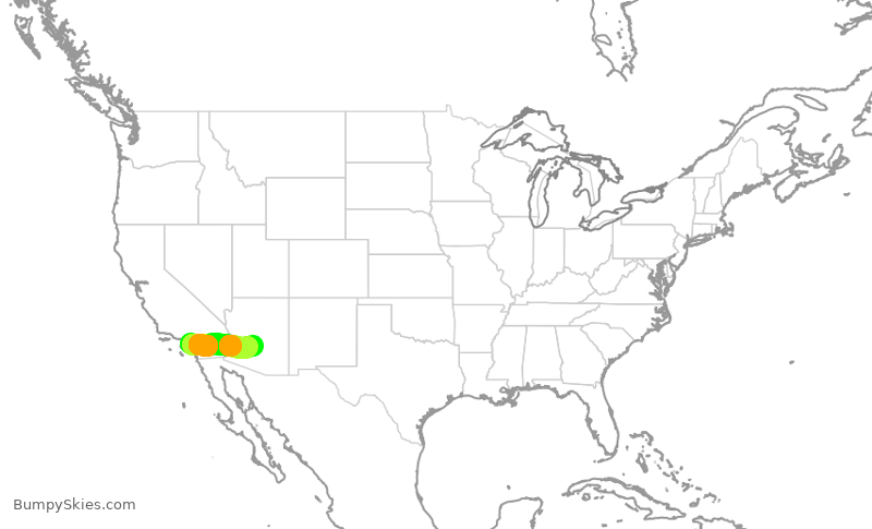 Turbulence forecast map for AAL2463, SNA to PHX