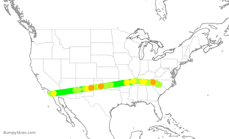 Turbulence forecast map for AAL2465, SAN to CLT