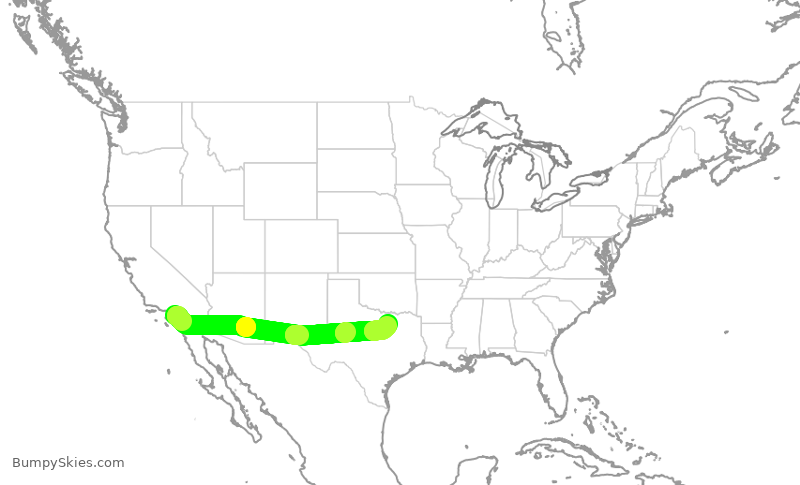 Turbulence forecast map for AAL2465, SNA to DFW
