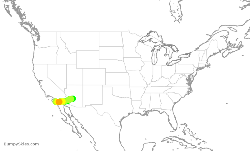 Turbulence forecast map for AAL2466, SAN to PHX