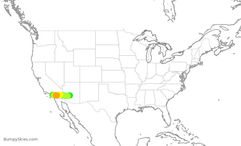 Turbulence forecast map for AAL2466, SNA to PHX