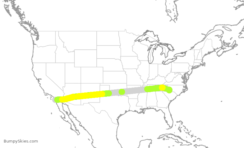 Turbulence forecast map for AAL2468, SAN to CLT