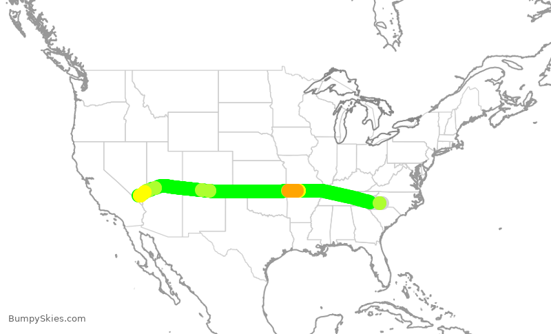 Turbulence forecast map for AAL2470, CLT to LAS