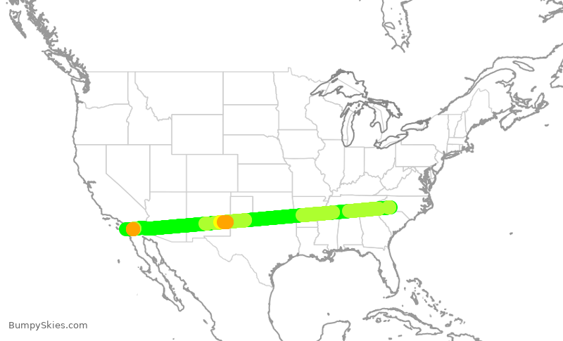 Turbulence forecast map for AAL2471, CLT to SAN