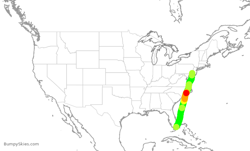 Turbulence forecast map for AAL2472, PHL to MIA