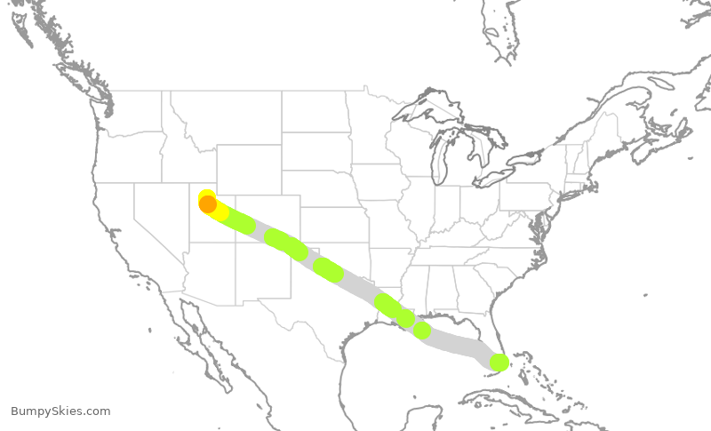 Turbulence forecast map for AAL2473, SLC to MIA