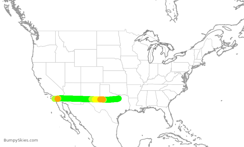 Turbulence forecast map for AAL2476, DFW to SAN