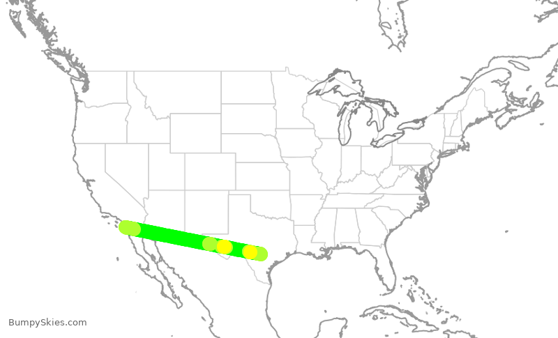 Turbulence forecast map for AAL2476, SAN to SAT