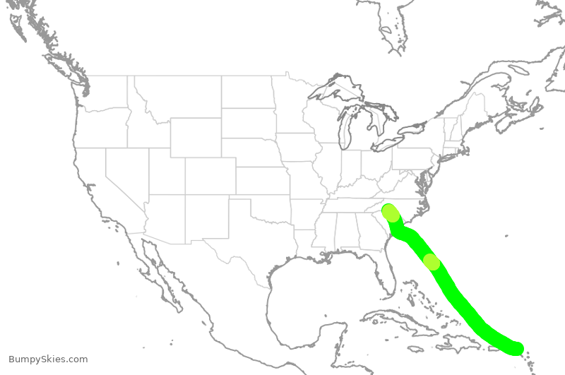 Turbulence forecast map for AAL2478, NCM to CLT