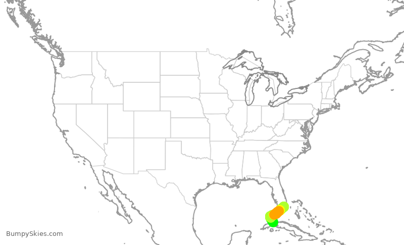 Turbulence forecast map for AAL2481, MIA to HAV