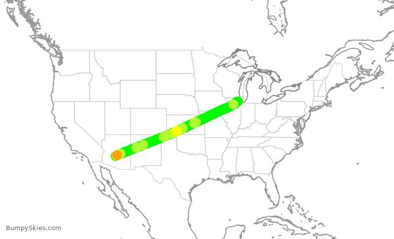 Turbulence forecast map for AAL2482, PHX to ORD