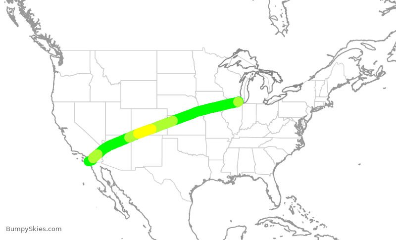 Turbulence forecast map for AAL2484, ORD to SAN