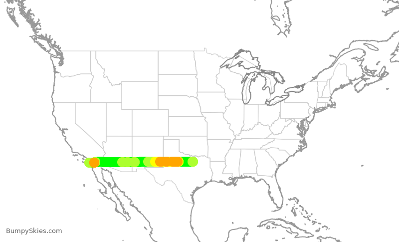 Turbulence forecast map for AAL2485, DFW to SAN