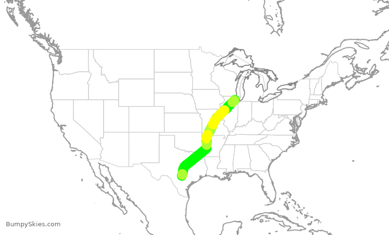 Turbulence forecast map for AAL2486, SAT to ORD