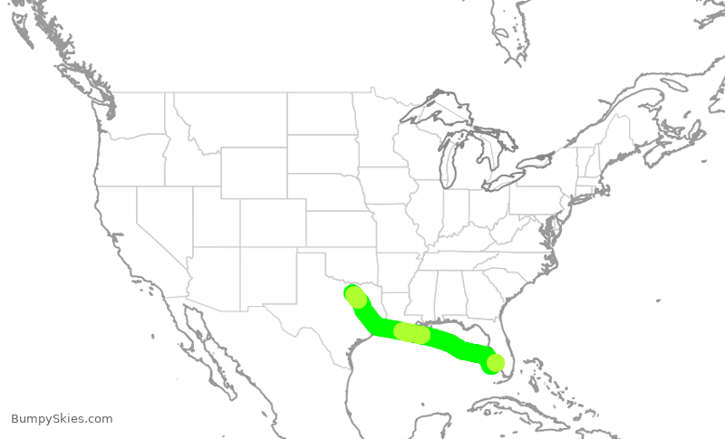 Turbulence forecast map for AAL2489, RSW to DFW