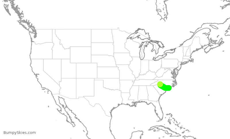 Turbulence forecast map for AAL2493, ILM to CLT