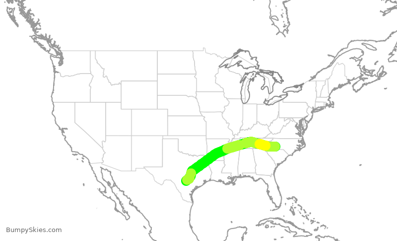 Turbulence forecast map for AAL2496, CLT to SAT