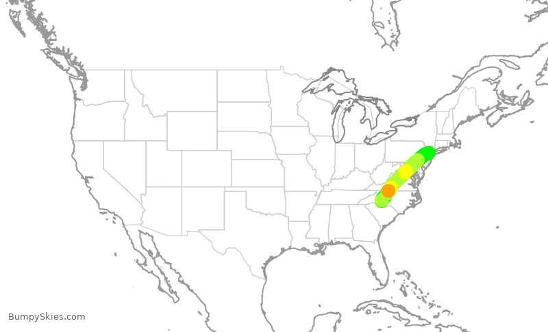 Turbulence forecast map for AAL2505, EWR to CLT