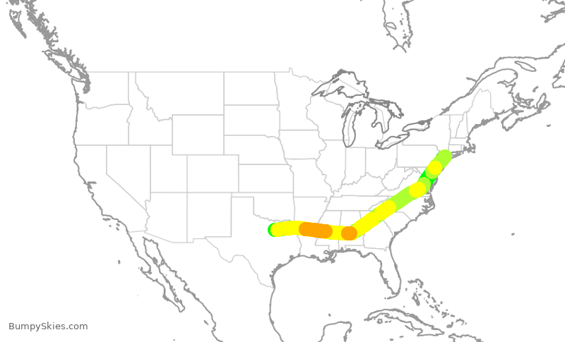 Turbulence forecast map for AAL2513, DFW to LGA