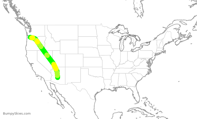 Turbulence forecast map for AAL2515, PHX to PDX