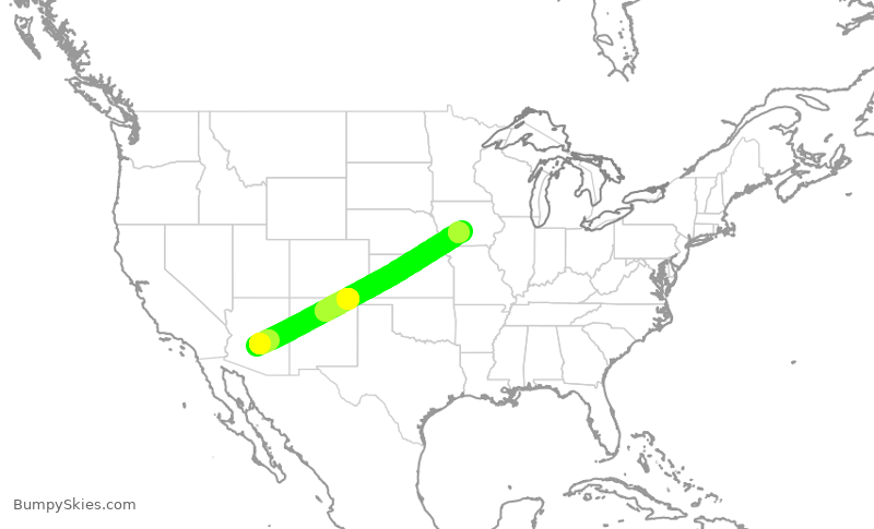 Turbulence forecast map for AAL2516, PHX to DSM
