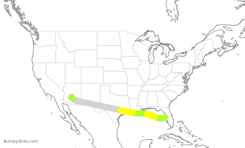 Turbulence forecast map for AAL2520, TPA to PHX