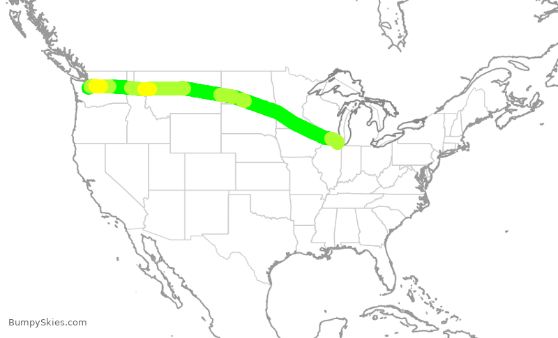 Turbulence forecast map for AAL2523, SEA to ORD