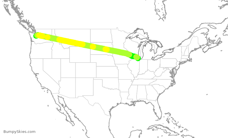 Turbulence forecast map for AAL2524, SEA to ORD
