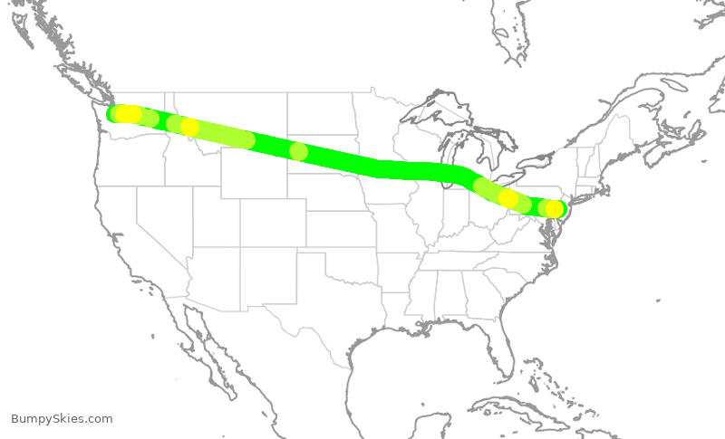 Turbulence forecast map for AAL2534, SEA to PHL
