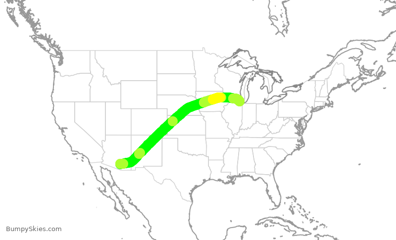 Turbulence forecast map for AAL2537, TUS to ORD