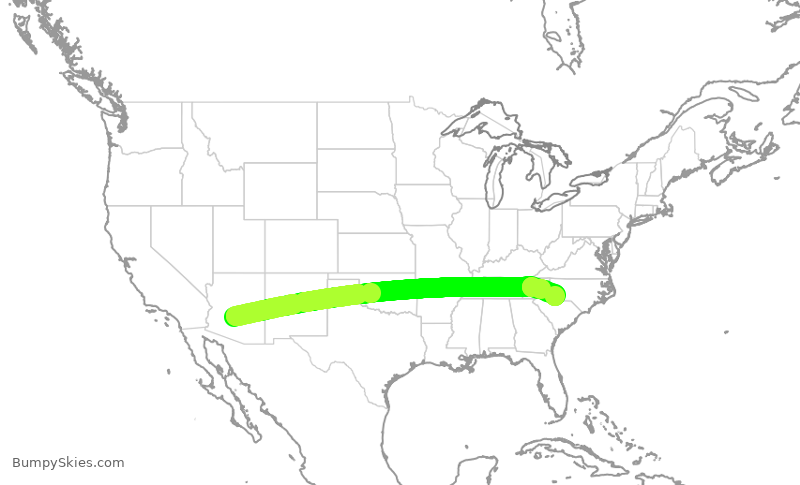Turbulence forecast map for AAL2538, PHX to CLT