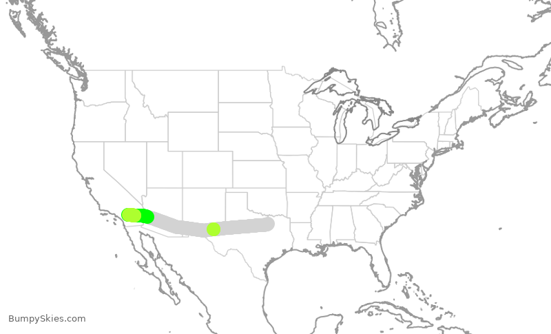 Turbulence forecast map for AAL2548, DFW to PSP