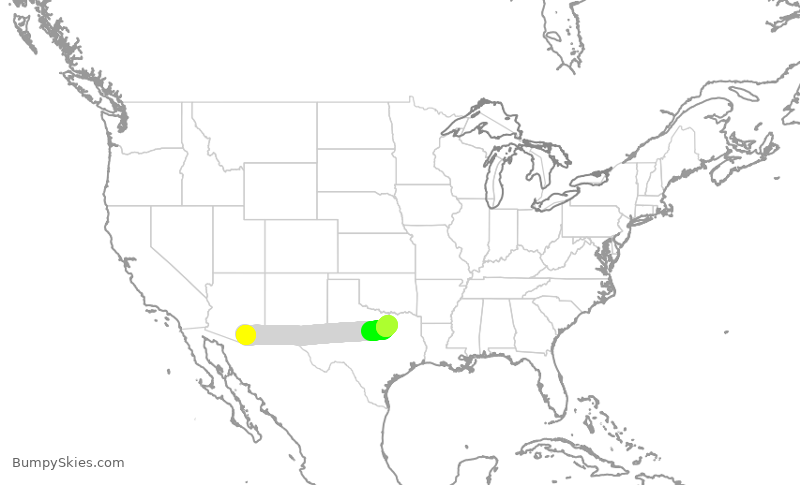Turbulence forecast map for AAL2555, TUS to DFW