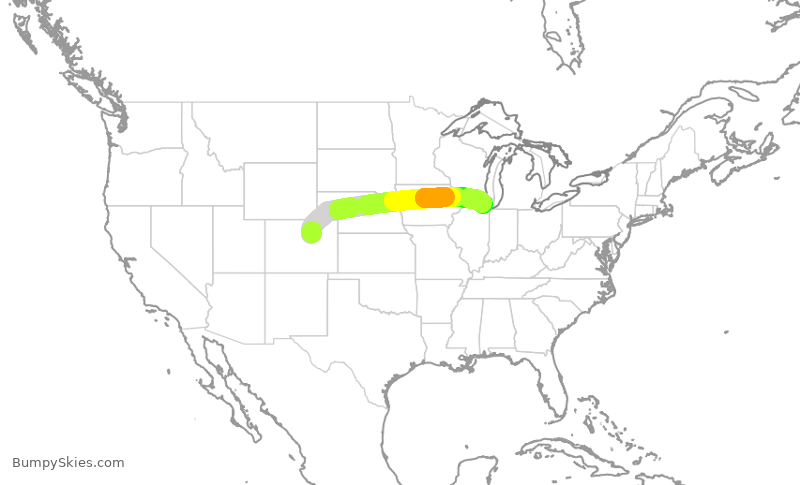 Turbulence forecast map for AAL2559, DEN to ORD