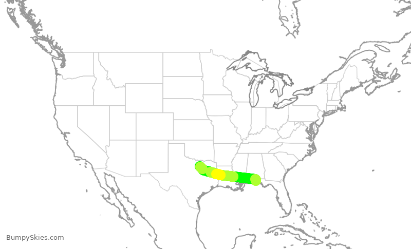 Turbulence forecast map for AAL2560, VPS to DFW