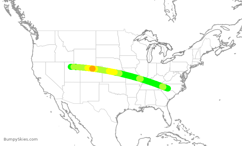 Turbulence forecast map for AAL2563, CLT to SLC