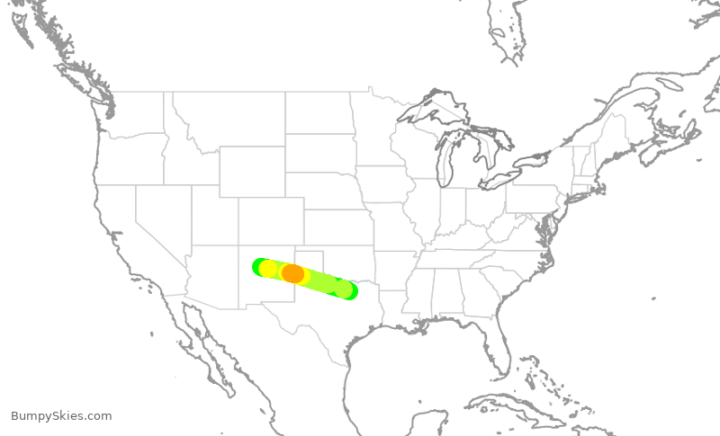 Turbulence forecast map for AAL2564, DFW to ABQ