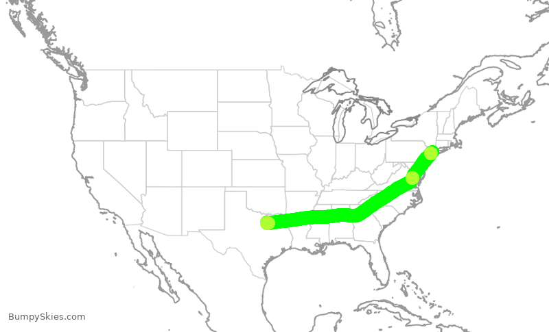 Turbulence forecast map for AAL2570, DFW to LGA