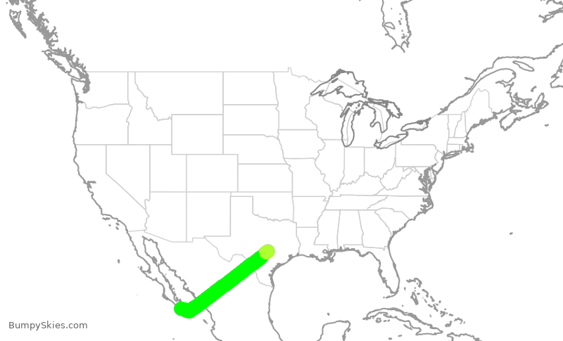 Turbulence forecast map for AAL2578, AUS to SJD