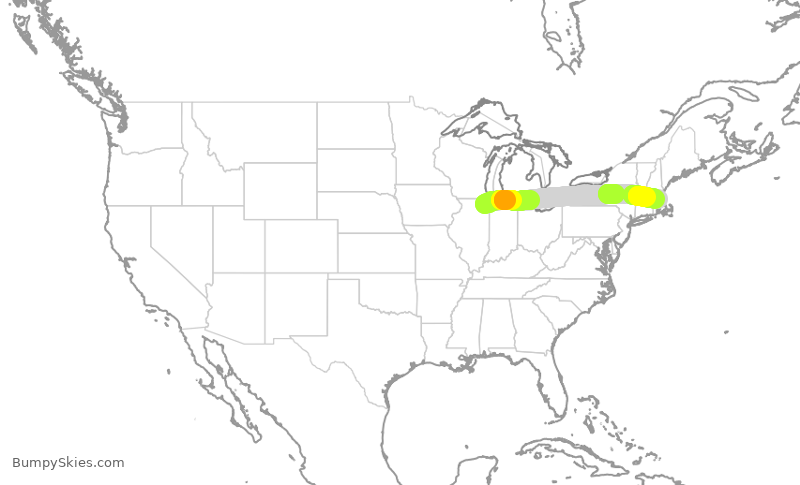 Turbulence forecast map for AAL2578, ORD to BOS