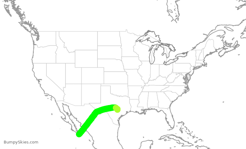 Turbulence forecast map for AAL2578, SJD to AUS
