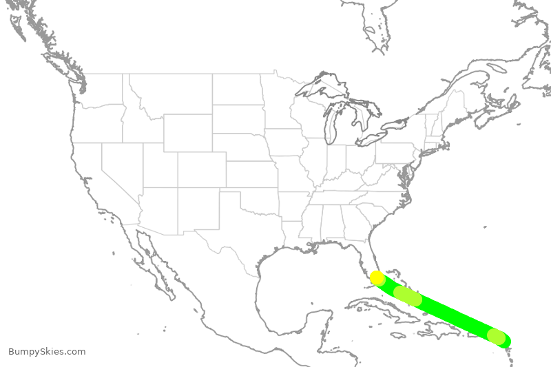 Turbulence forecast map for AAL2580, APA to MIA