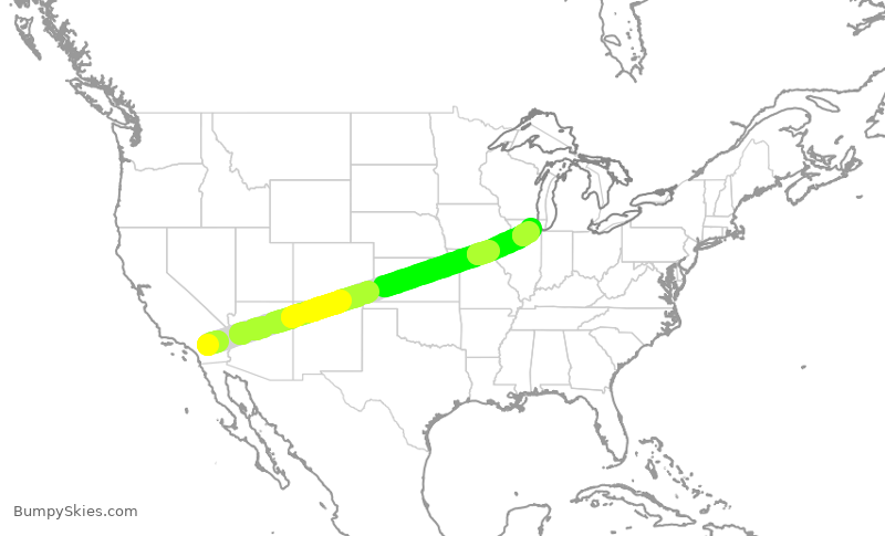 Turbulence forecast map for AAL2582, PSP to ORD