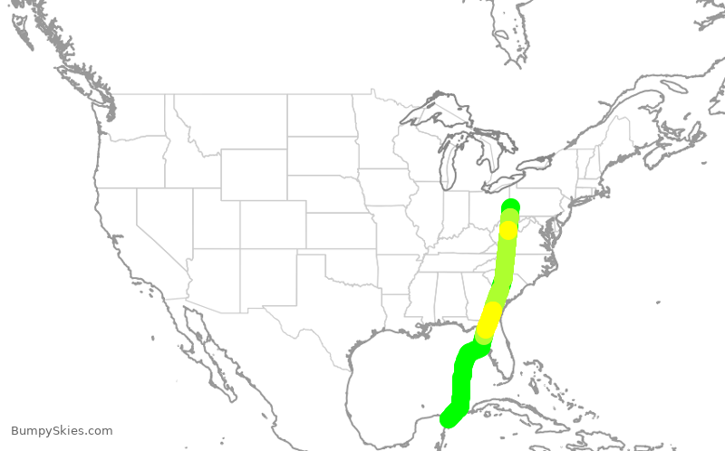 Turbulence forecast map for AAL2593, PIT to MUN