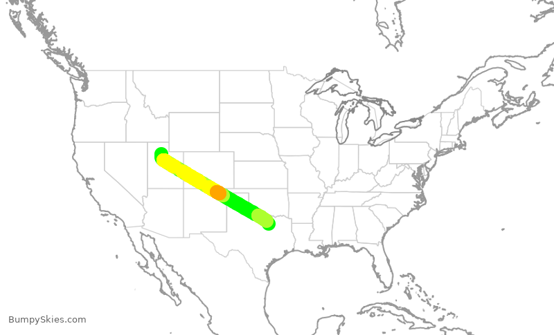Turbulence forecast map for AAL2594, SLC to DFW