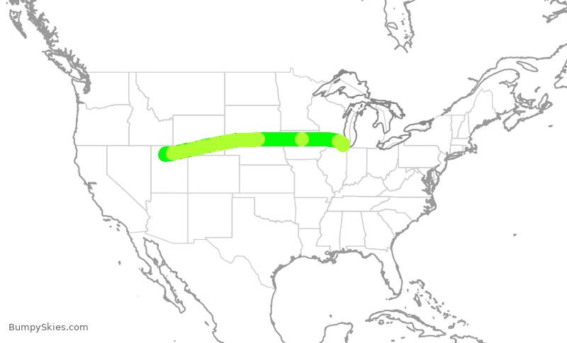 Turbulence forecast map for AAL2596, SLC to ORD